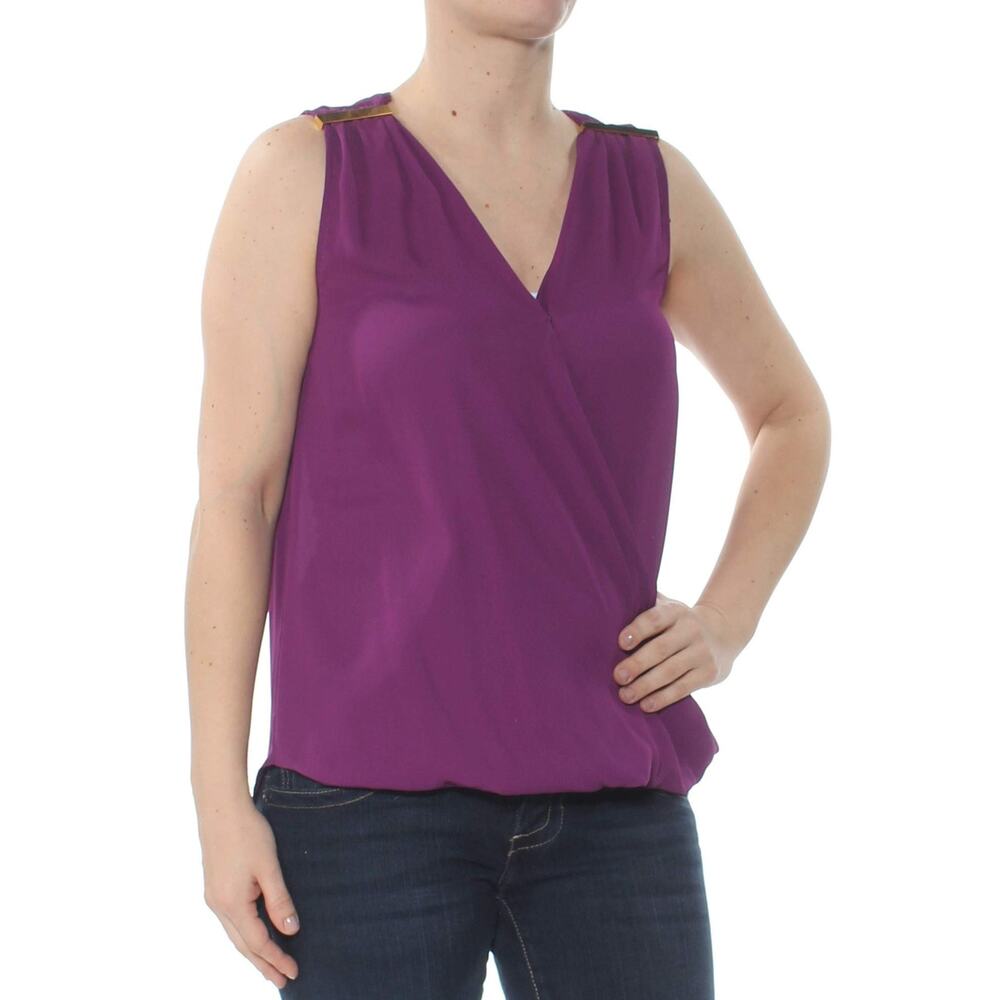 INC International Concepts Faux-Wrap Hardware Top (Purple Paradise S) 14152